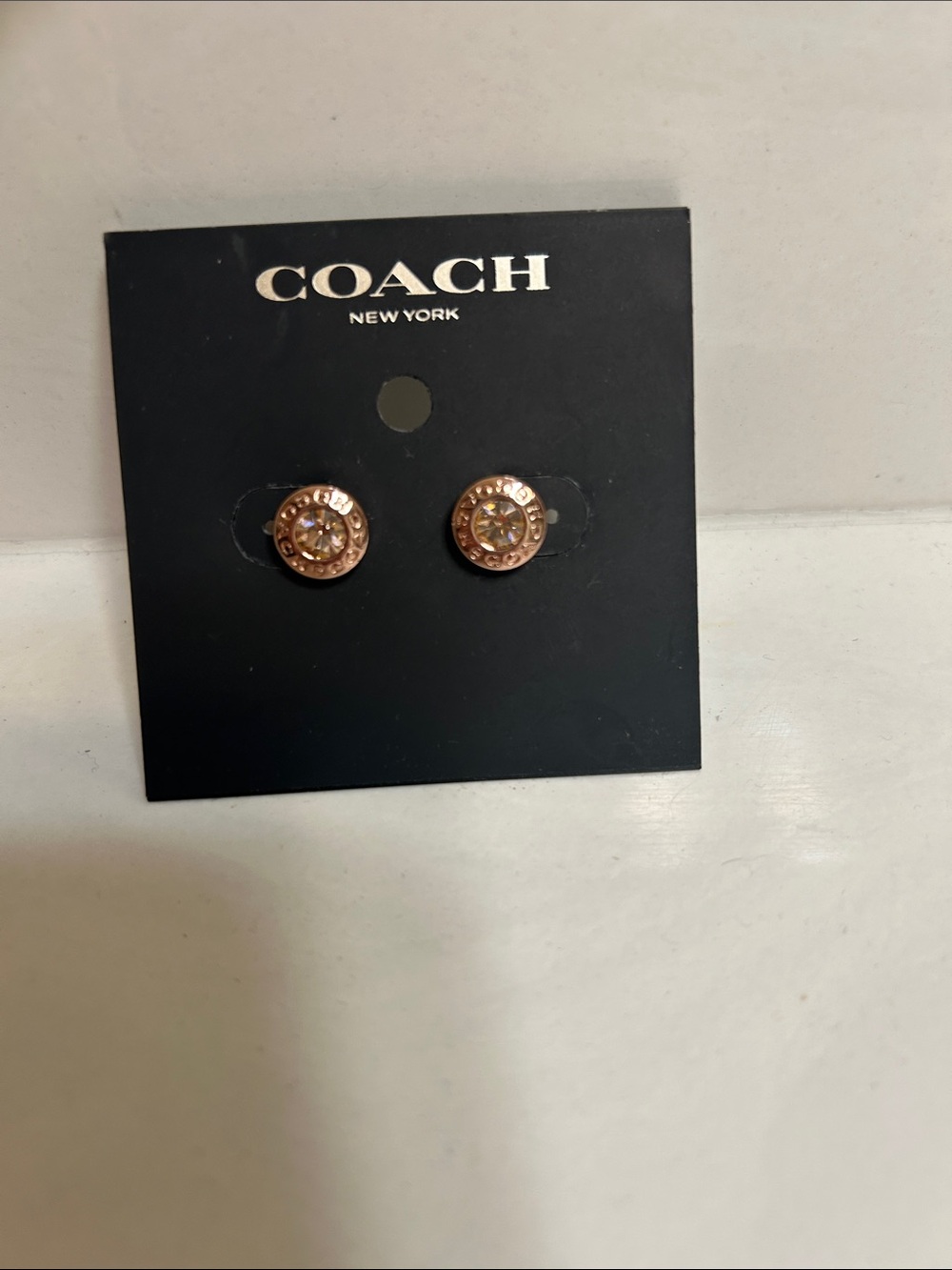 Coach Pink Enamel Hoop Earrings with Signature Motif